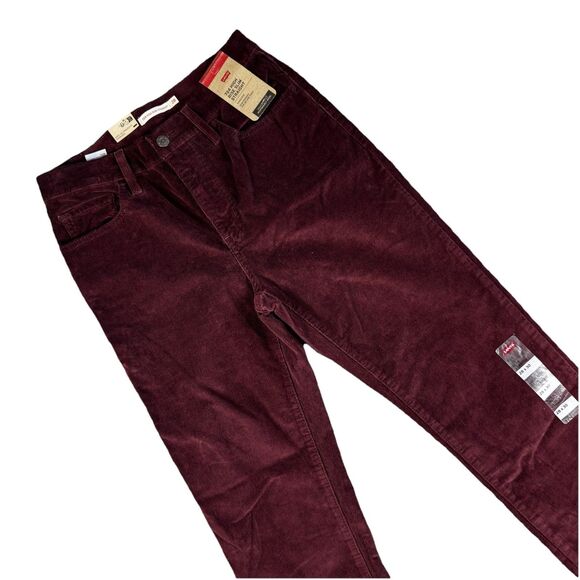 NWT Levi's 724 High Rise Straight Corduroy Burgendy Jeans Womens 28x30 - Picture 1 of 12